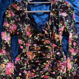 Black floral MIDI Dress